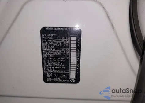 2021 Infiniti Qx50 Luxe Awd z USA, uszkodzony, nr VIN 3PCAJ5BB0MF120613